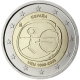 Espagne 2 Euro commémorative 2009 - 10 ans de l'Euro - UEM petites étoiles - © European Central Bank