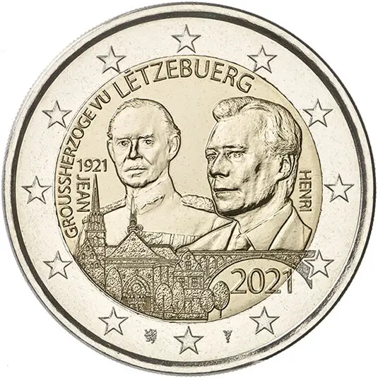 Hologramm Centenaire de la naissance Grand-Duc Jean 2021 2 euro Luxembourg 